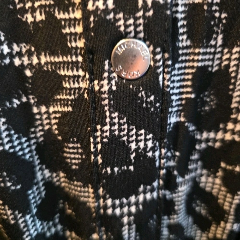 169h. Michael Kors Black Gray Animal Print Dress With Attached Belt - Picture 9 of 9
